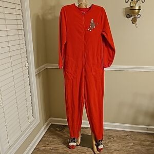 Nick & Nora Red Pajama Onesie with Sock Monkey Design